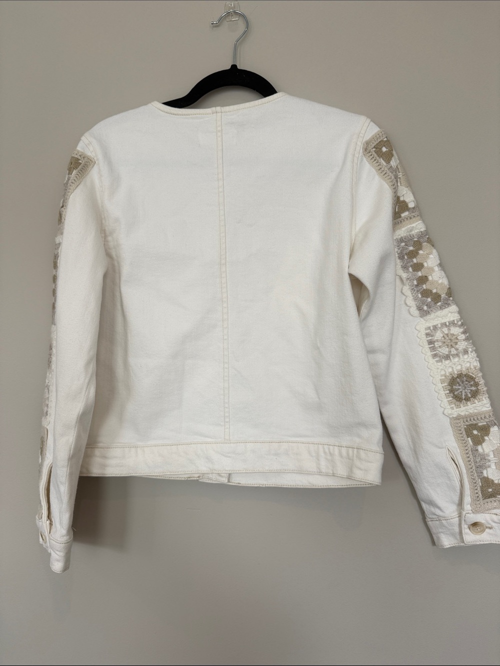 Rails White Denim Jacket with Beige Crochet Panels - Picture 3 of 3